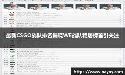 最新CSGO战队排名揭晓WE战队稳居榜首引关注